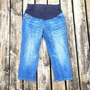 Motherhood Maternity blue denim jean capris sz large in great condition